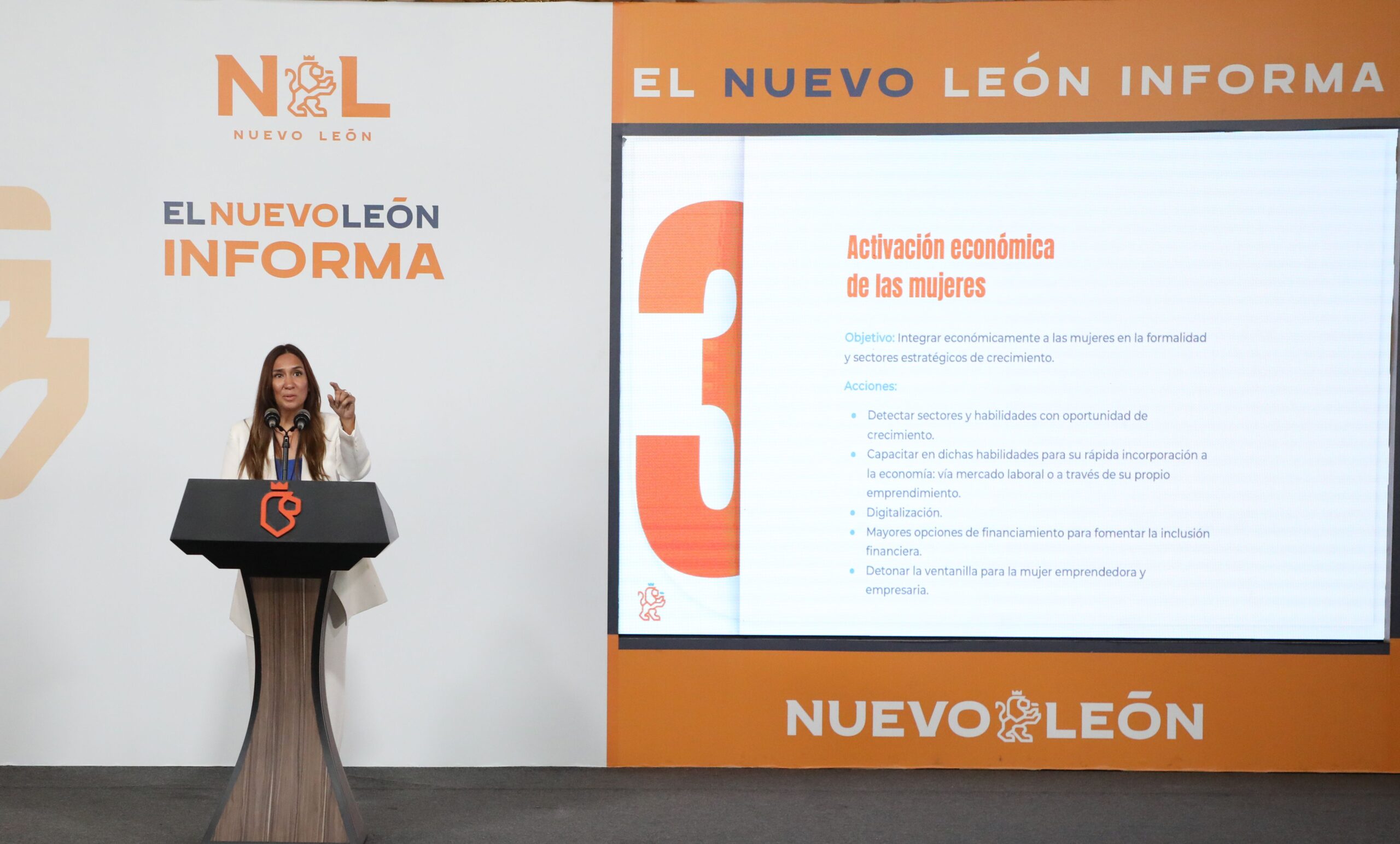 Betsabe Rocha during presentation for economic activities